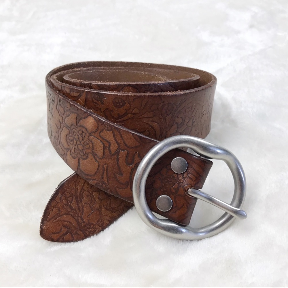 Lucky Brand Floral Printed Leather Belt